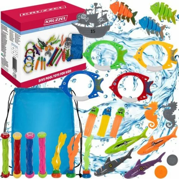 Set jucarii scufundari piscina 30 piese Kruzzel Diving set