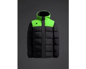 Palton captusit Kanzu Negru/Fluor verde