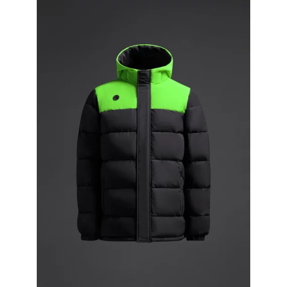 Palton captusit Kanzu Negru/Fluor verde
