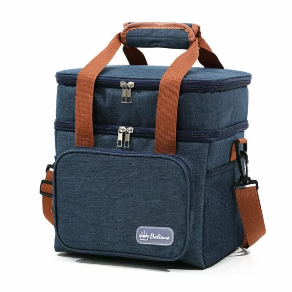 Geanta termoizolanta Merco Camping, 28 x 25 x 20 cm, albastru inchis