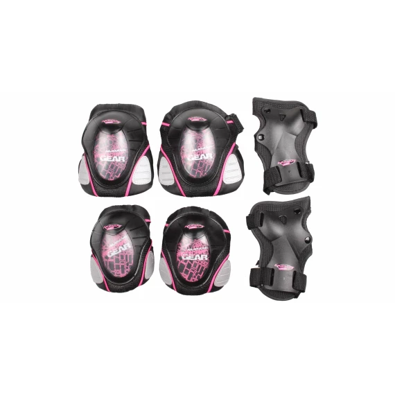 Junior Deluxe pads for roller skates, set black-pink