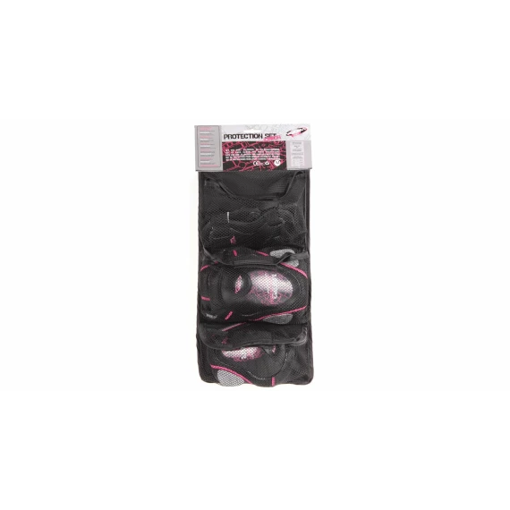 Junior Deluxe pads for roller skates, set black-pink