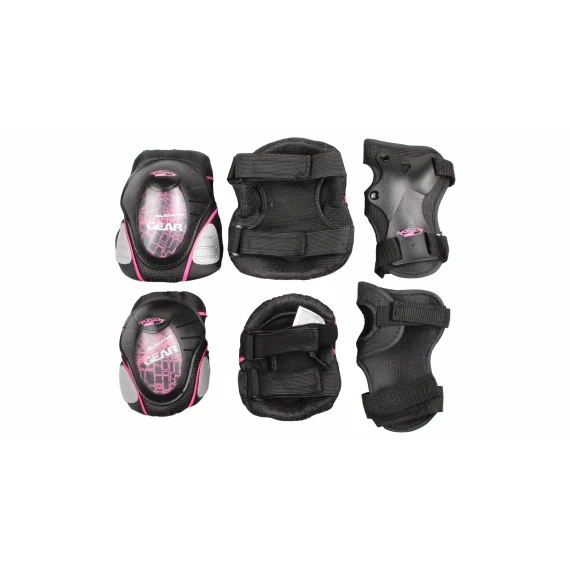 Junior Deluxe pads for roller skates, set black-pink