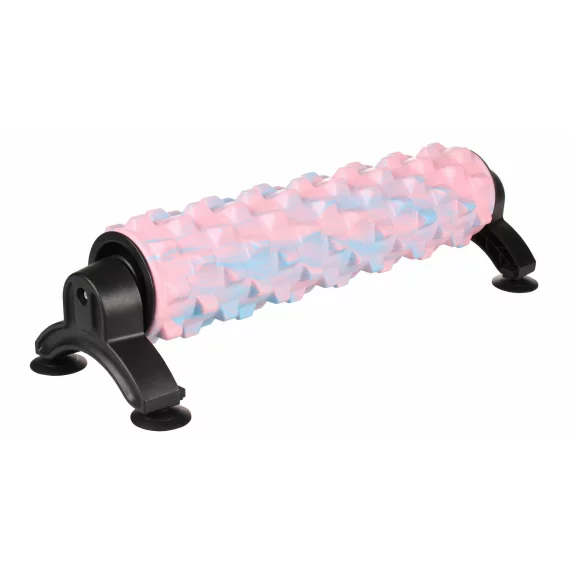 Rola pentru yoga cu ventuze, SC Yoga Roller F53, roz cu albastru