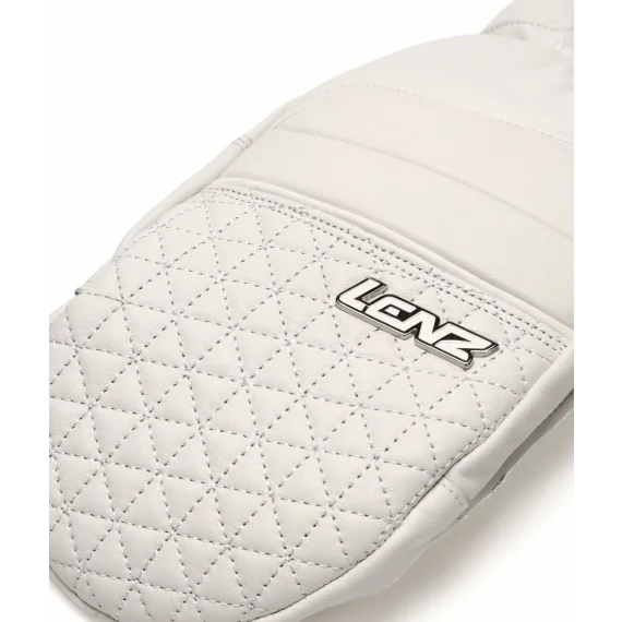 Manusi din piele cu un deget, pentru femei, Lenz Leather Mittens Woman, alb
