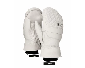 Manusi din piele cu un deget, pentru femei, Lenz Leather Mittens Woman, alb