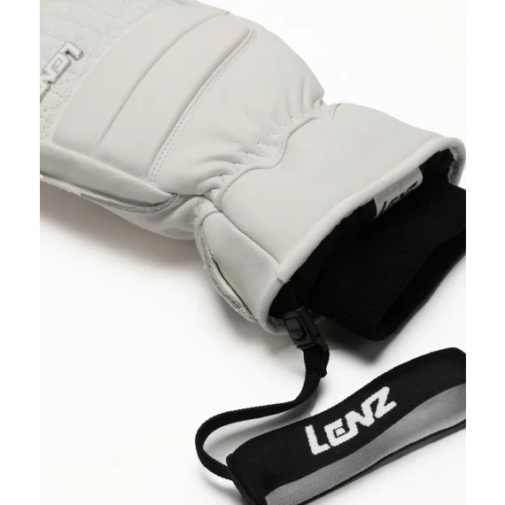 Manusi din piele cu un deget, pentru femei, Lenz Leather Mittens Woman, alb
