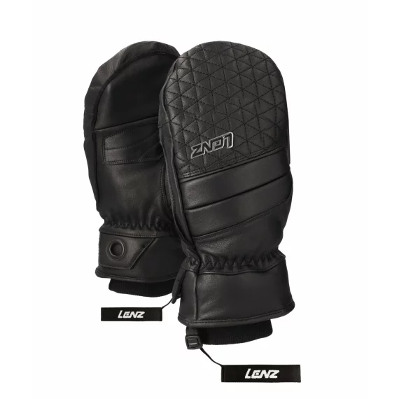 Manusi din piele cu un deget, pentru femei, Lenz Leather Mittens Woman, negru