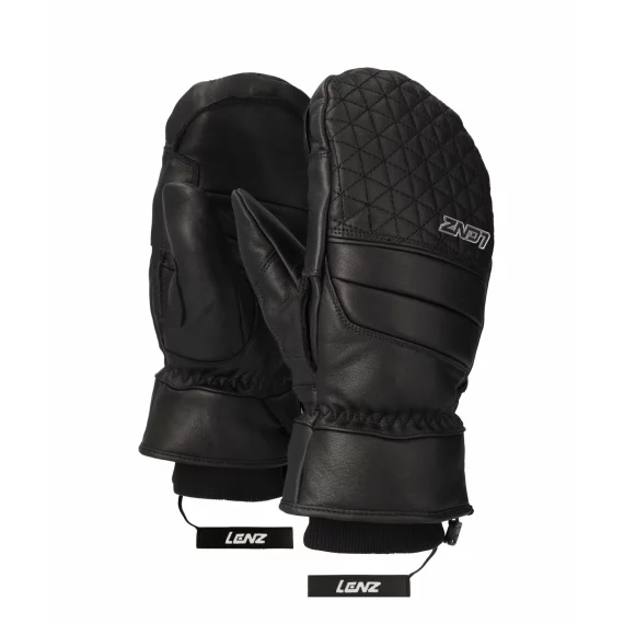 Manusi din piele cu un deget, pentru femei, Lenz Leather Mittens Woman, negru