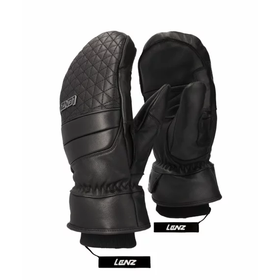 Manusi din piele cu un deget, pentru femei, Lenz Leather Mittens Woman, negru