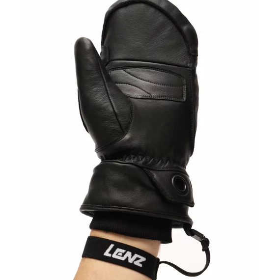 Manusi din piele cu un deget, pentru femei, Lenz Leather Mittens Woman, negru