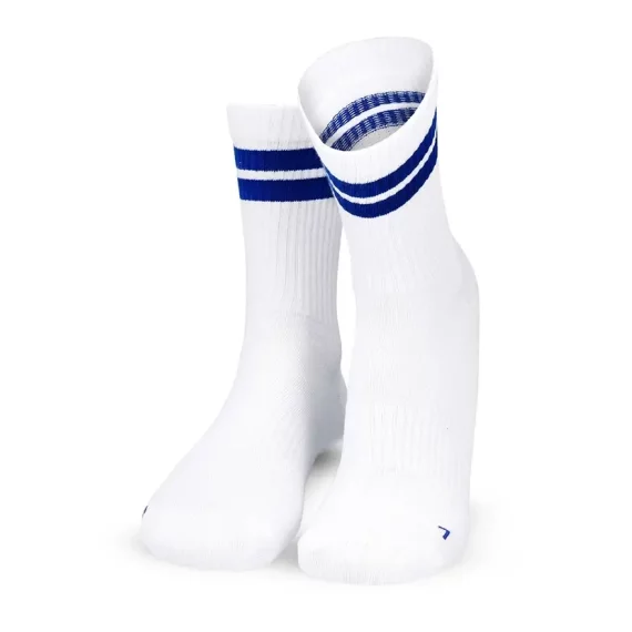 Set 3 perechi sosete sport Lenz Retro tennis socks Sports Mid Cut, alb-albastru