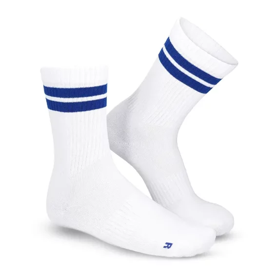 Set 3 perechi sosete sport Lenz Retro tennis socks Sports Mid Cut, alb-albastru