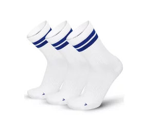 Set 3 perechi sosete sport Lenz Retro tennis socks Sports Mid Cut, alb-albastru