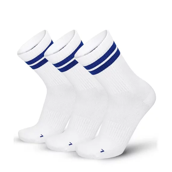Set 3 perechi sosete sport Lenz Retro tennis socks Sports Mid Cut, alb-albastru