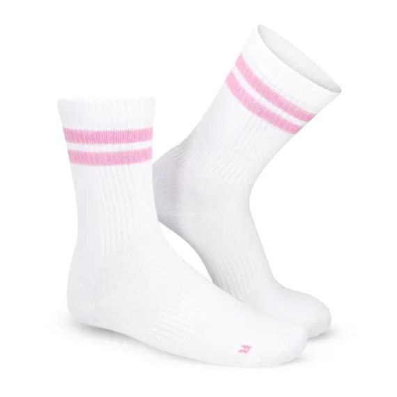 Set 3 perechi sosete sport Lenz Retro tennis socks Sports Mid Cut, alb-roz
