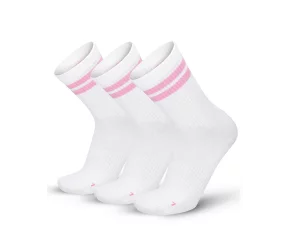 Set 3 perechi sosete sport Lenz Retro tennis socks Sports Mid Cut, alb-roz
