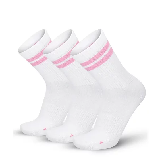 Set 3 perechi sosete sport Lenz Retro tennis socks Sports Mid Cut, alb-roz
