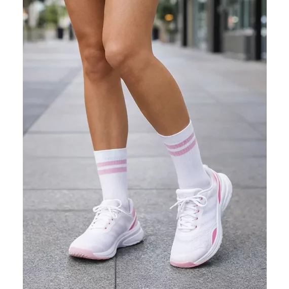 Set 3 perechi sosete sport Lenz Retro tennis socks Sports Mid Cut, alb-roz