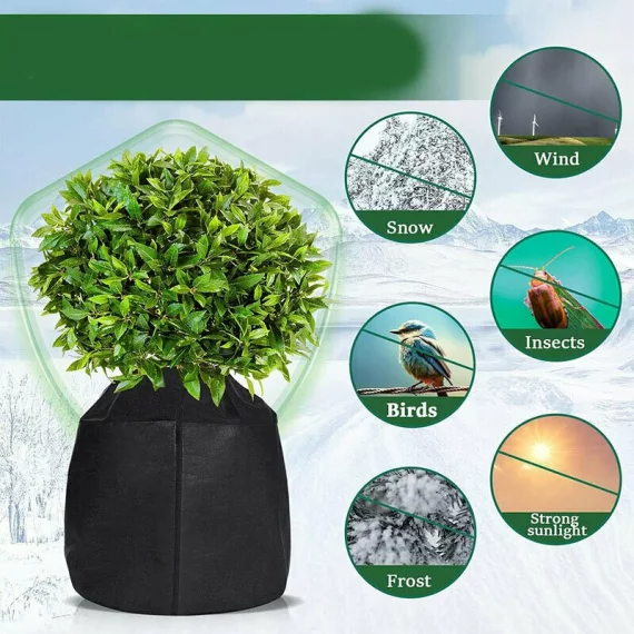 Husa de protectie pentru ghiveci, rezistenta la inghet, WPC 4550 frost-proof plant, negru