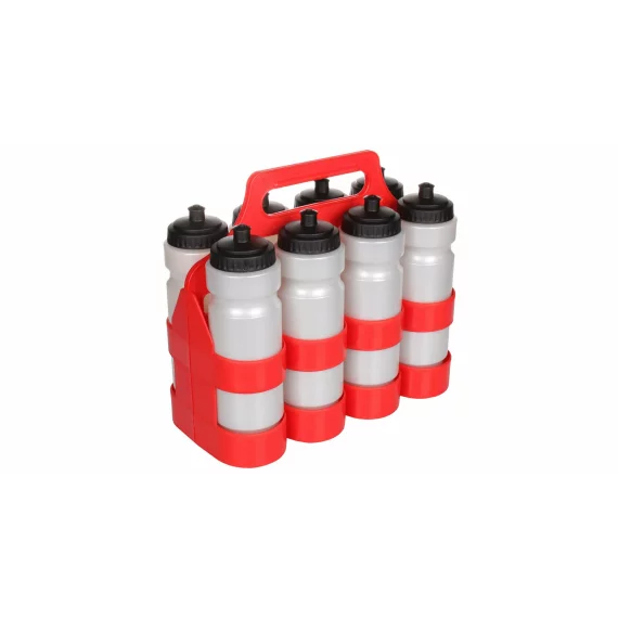 Suport pliabil pentru 8 sticle sport, Merco Bottle Carrier 8, rosu