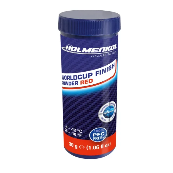 Ceara de cursa pudra, Holmenkol Worldcup Finish Powder RED, 30g, temperatura zapada -6°C la -12°C