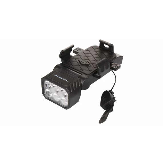 Suport telefon Luminio 4 in 1, cu lumina si baterie externa, Merco Luminio, negru